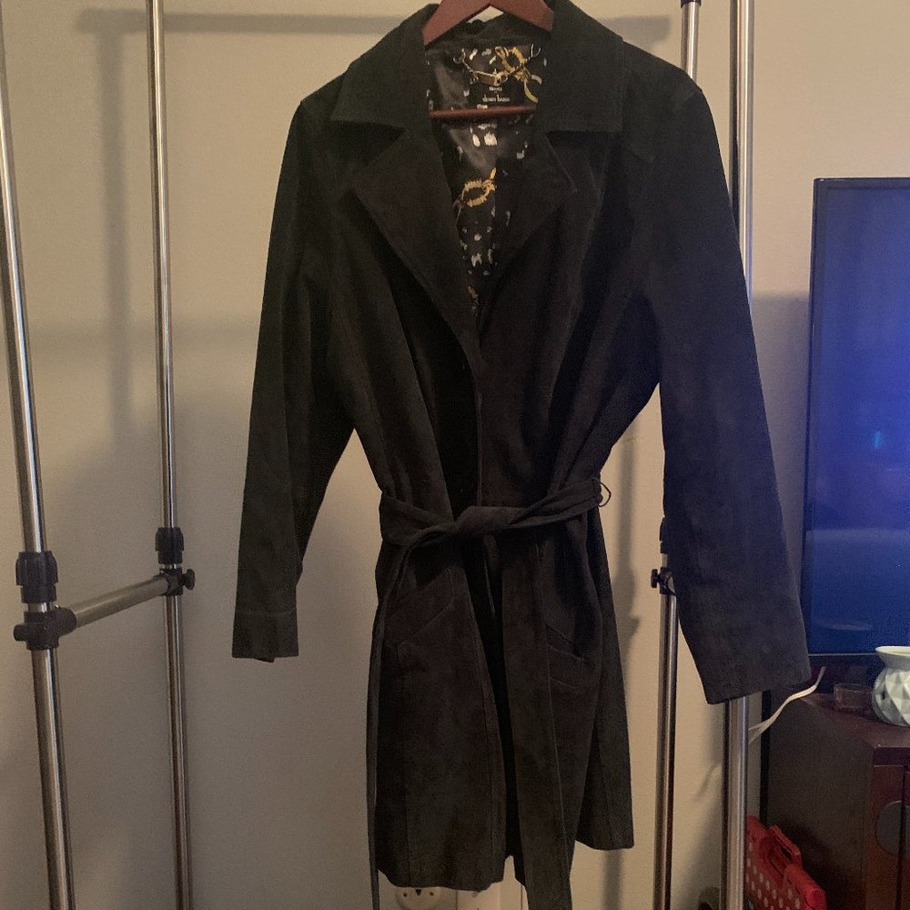 Dennis Basso Gray Suede Trenchcoat 1X